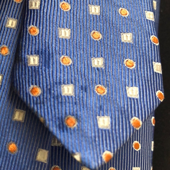 Nordstrom 100% Silk Tie Blue, Light Gray & Orange - Picture 7 of 8